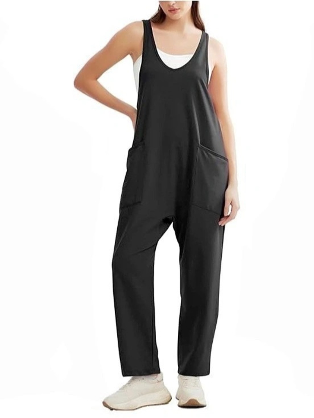 Black romper with pockets